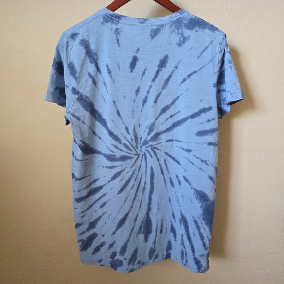 PINK Victoria's Secret Blue Tie Dye Love Pink Pocket Tee Shirt - Picture 7 of 15